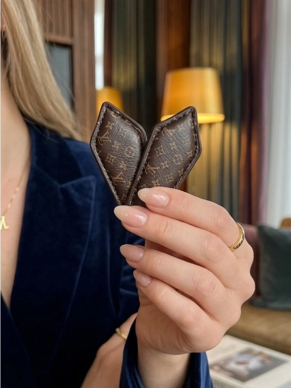 Louis Vuitton Monogram Leather Geometric Hair Clips - Pair
